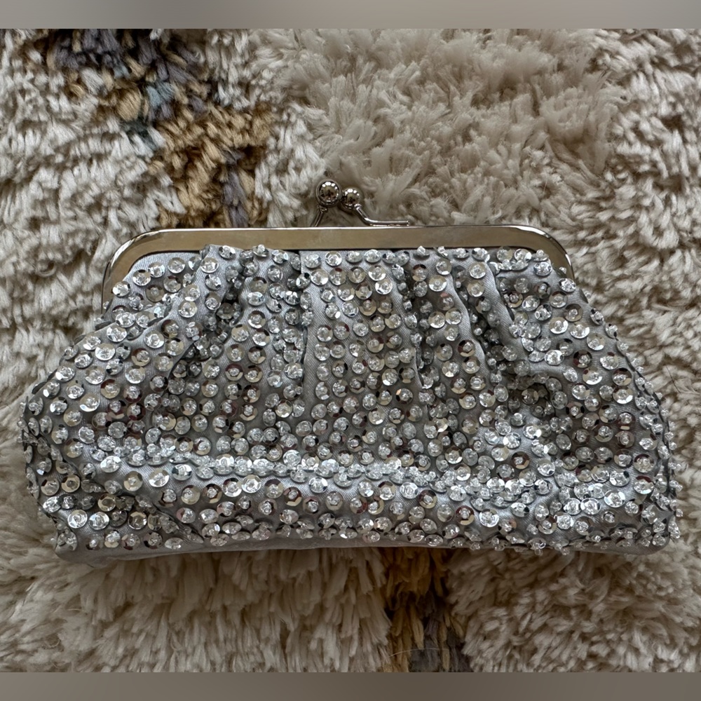 Silver Sequined Clutch